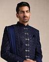 alt message - Manyavar Men Royal Blue Sequined Sherwani Set image number 0