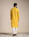 Manyavar Men Orange Pop Pintuck Striped Kurta Set