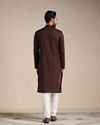 alt message - Manyavar Men Deep Mahogany Brown Embellished Buttoned Kurta Set image number 3