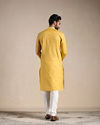 Manyavar Men Tuscan Yellow Placket Detailed Kurta Set