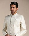 Manyavar Men Soft cream Medallion Patterned Sherwani Set