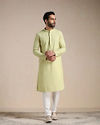 alt message - Manyavar Men Lime Green Chikankari Kurta Set image number 1