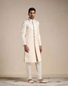 Manyavar Men Sugar Swizzle Beige Paisley Patterned Sherwani Set