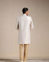 Manyavar Men Cream Geometric Patterned Achkan Style Sherwani Set