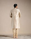 Manyavar Men Peach Cream Floral Patterned Sherwani Set