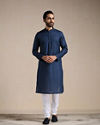Manyavar Men Space Blue Self Design Kurta Set