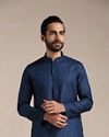 Manyavar Men Space Blue Self Design Kurta Set