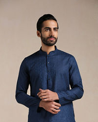 Manyavar Men Space Blue Self Design Kurta Set