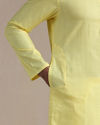 alt message - Manyavar Men Crayola Yellow Self Patterned Kurta Set image number 2