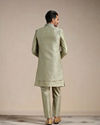 Manyavar Men Green Hand Embroidered Art Silk Sherwani