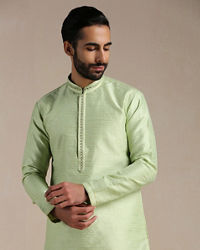 Manyavar Men Butterfly Green Jacquard Pattern Kurta Set