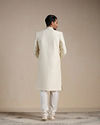Manyavar Men Cream Diamond Patterned Sherwani Set