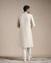 Manyavar Men Pearled Ivory Floral Patterned Sherwani Set