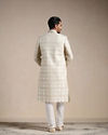 Manyavar Men Cream Medallion Patterned Angrakha Style Sherwani Set