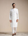 Manyavar Men Brilliant White Placket Detailed Kurta Set image number 1