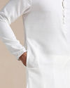 Manyavar Men Brilliant White Placket Detailed Kurta Set