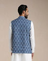 alt message - Manyavar Men Brilliant Blue Print Half Jacket image number 3