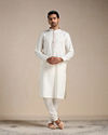 Manyavar Men Off white Contrast Placket Kurta Set image number 1