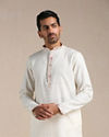 Manyavar Men Off white Contrast Placket Kurta Set