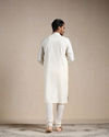 Manyavar Men Off white Contrast Placket Kurta Set image number 4