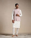 Manyavar Men Rose Shadow Pink Self Patterned Half Jacket