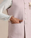 Manyavar Men Rose Shadow Pink Self Patterned Half Jacket