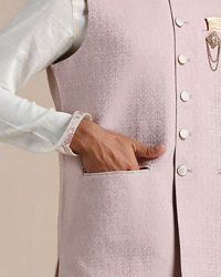 Manyavar Men Rose Shadow Pink Self Patterned Half Jacket