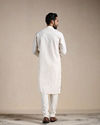 Manyavar Men Pearl White Self Patterned Kurta Set