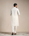 Manyavar Men Sand White Jacquard Patterned Kurta Set 