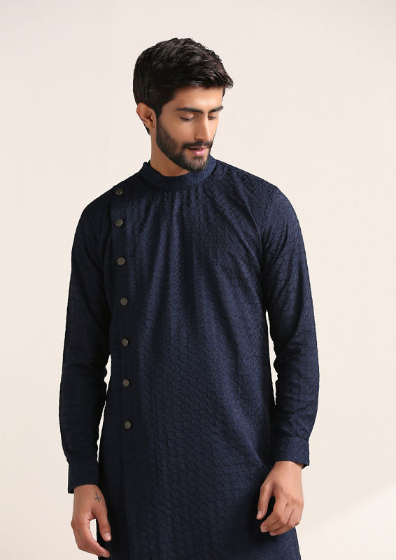 Twamev Men Fashionable Blue Kurta Set image number 1