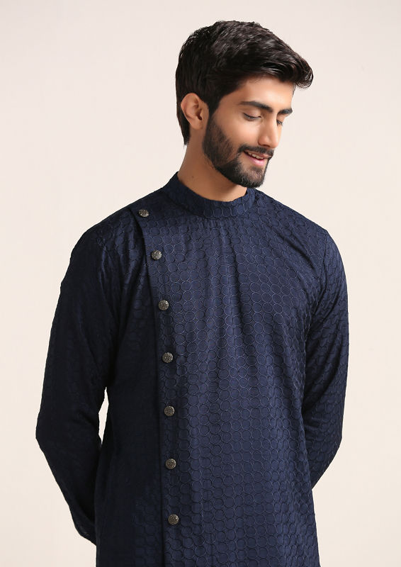 Twamev Men Fashionable Blue Kurta Set image number 0