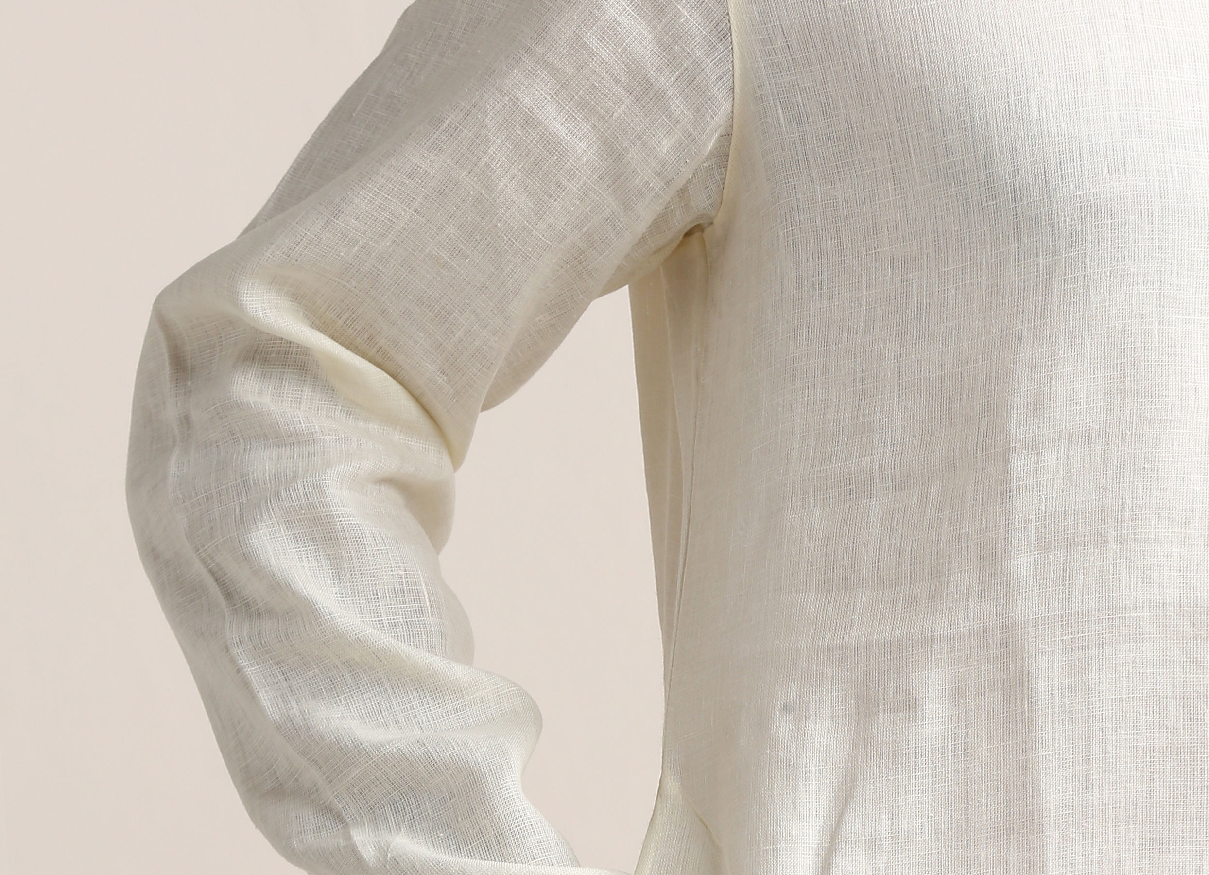 Twamev Men Soft Cream Embroidered Placket Kurta Set