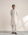 Manyavar Men White Booti Self Motif Kurta Pajama