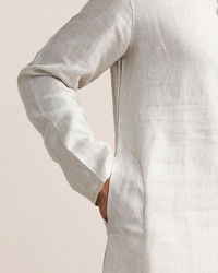 Twamev Men Lily White Embroidered Placket Kurta Set