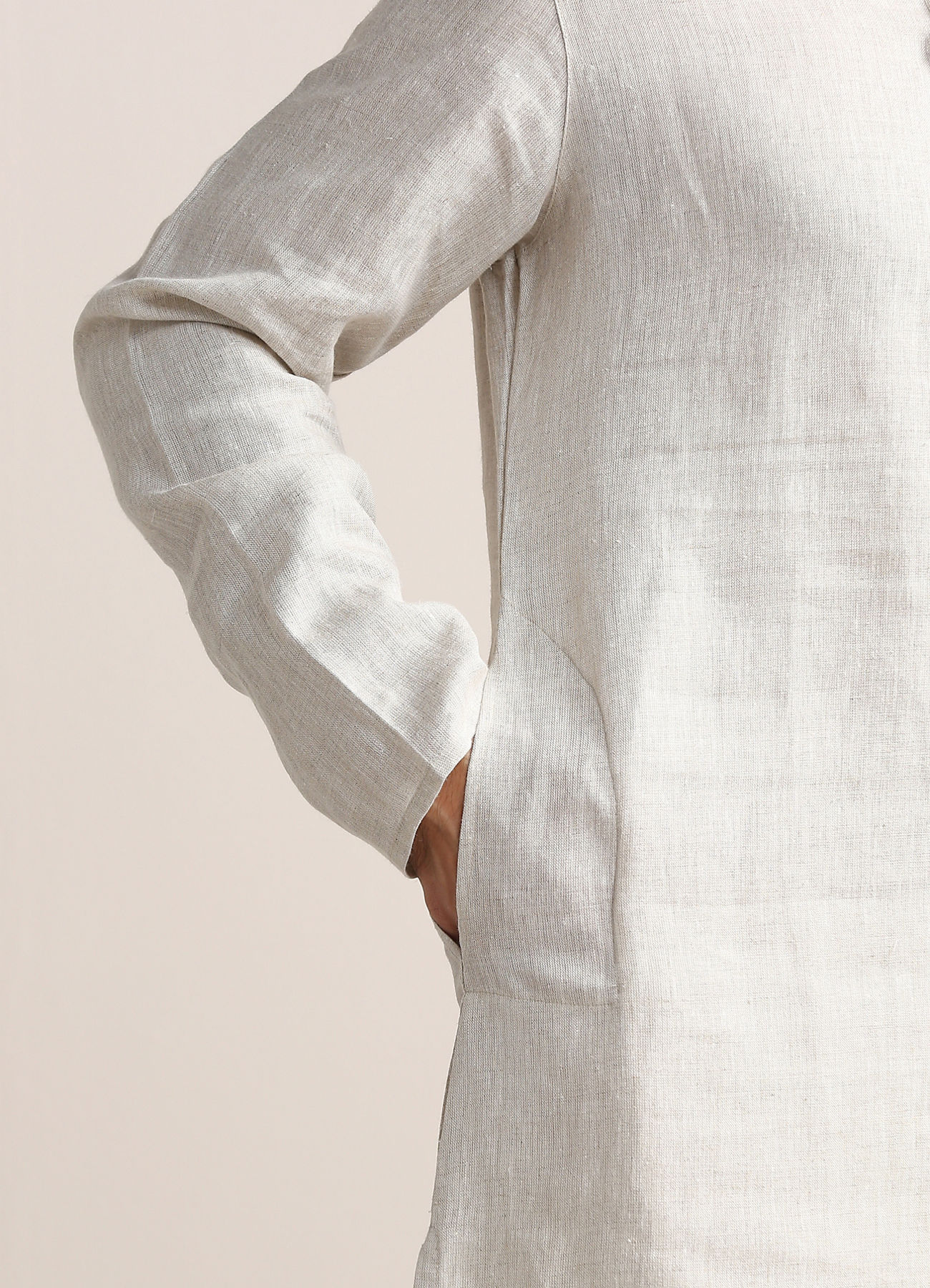 Twamev Men Lily White Embroidered Placket Kurta Set