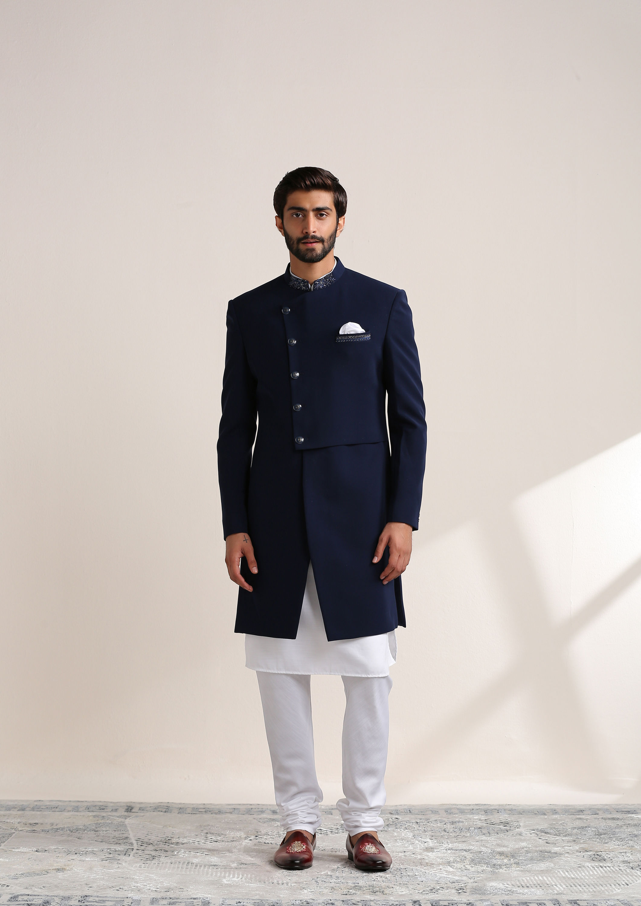 Twamev Men Suave Blue Indo Western image number 1