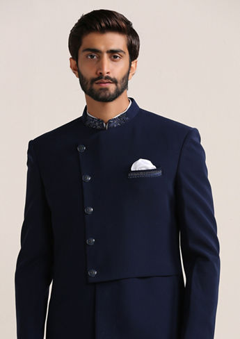 alt message - Twamev Men Suave Blue Indo Western image number 0