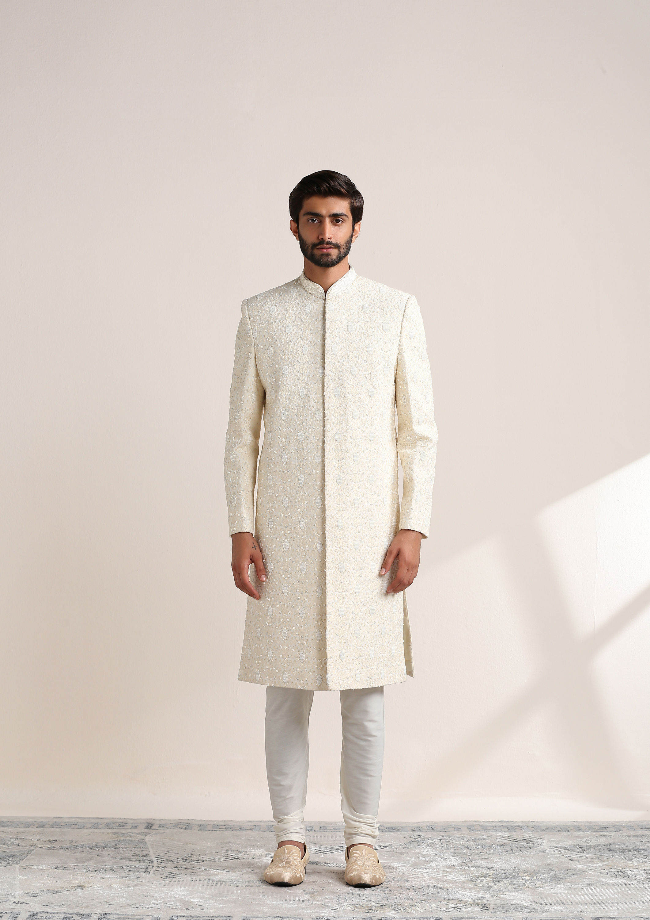Twamev Men Refined All Over Embroidered Sherwani Set