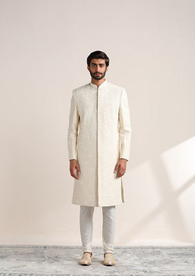 alt message - Twamev Men Refined All Over Embroidered Sherwani Set image number 1