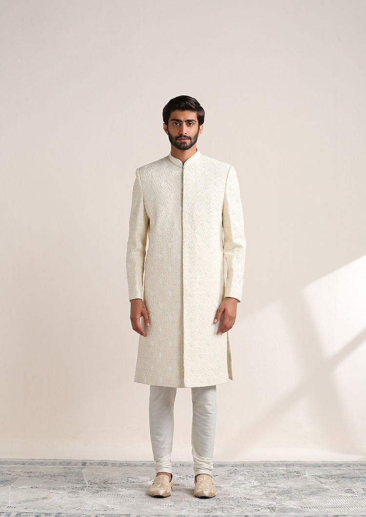 Twamev Men Refined All Over Embroidered Sherwani Set image number 1