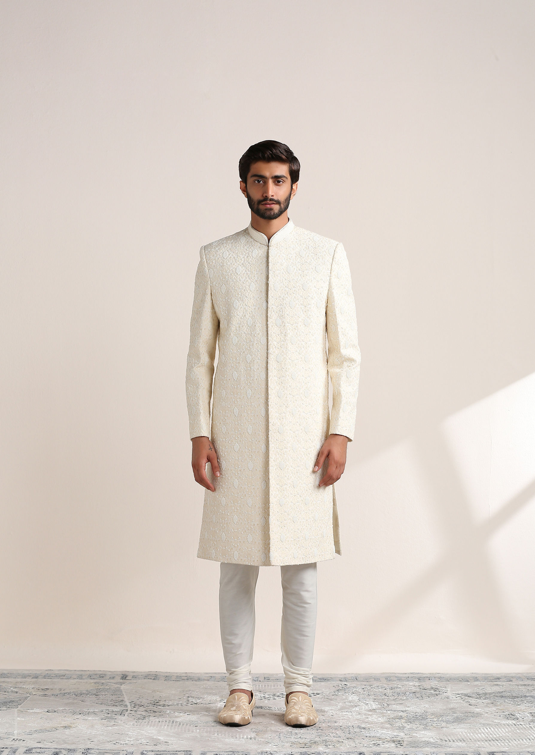 Twamev Men Refined All Over Embroidered Sherwani Set
