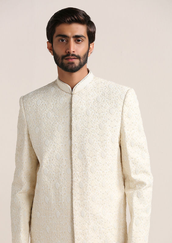 Twamev Men Refined All Over Embroidered Sherwani Set image number 0