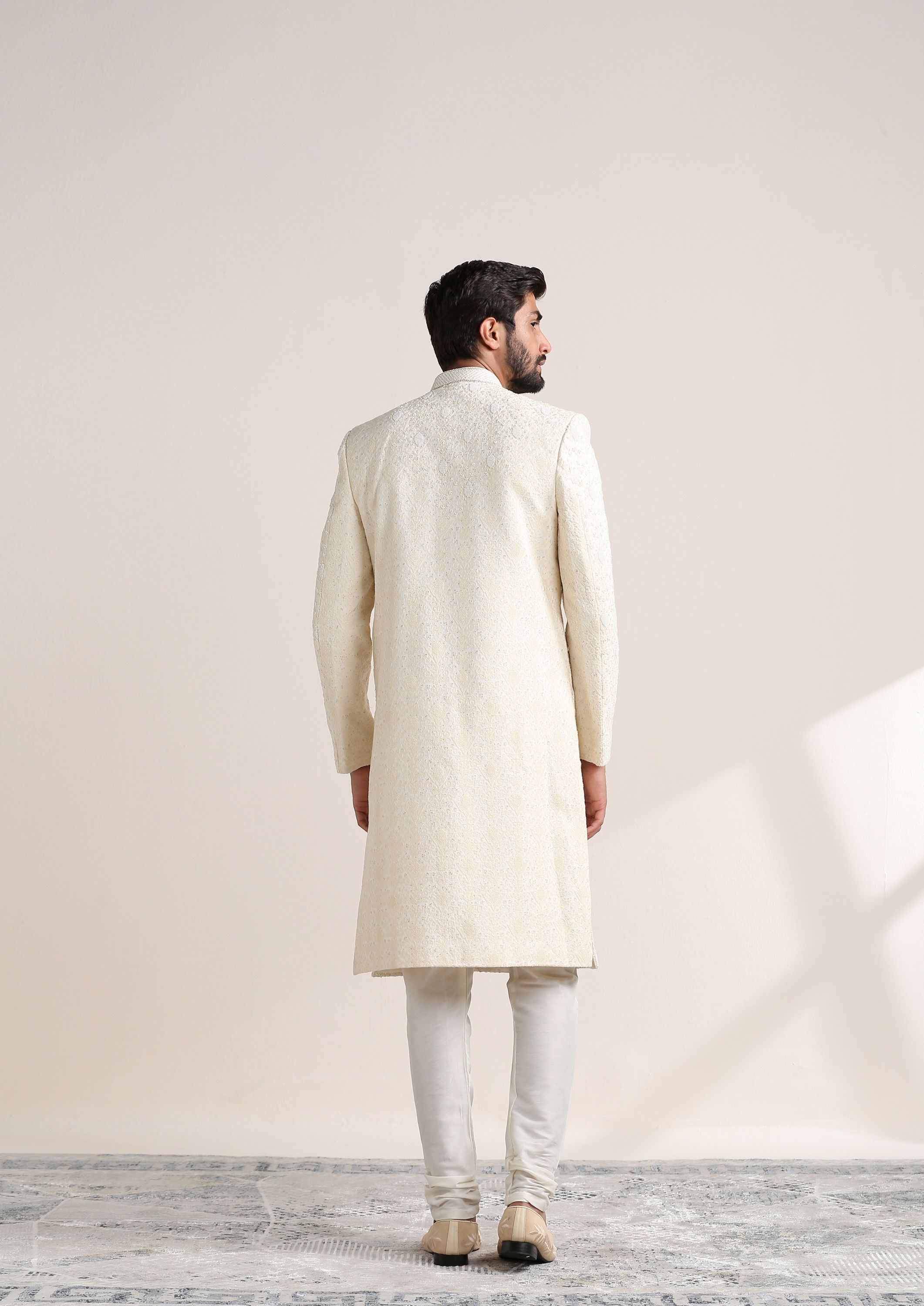 Twamev Men Refined All Over Embroidered Sherwani Set