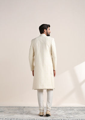 alt message - Twamev Men Refined All Over Embroidered Sherwani Set image number 3