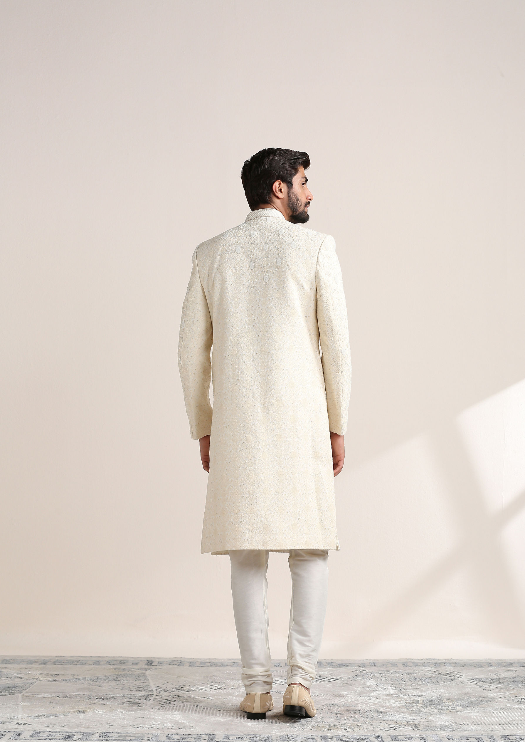 Twamev Men Refined All Over Embroidered Sherwani Set