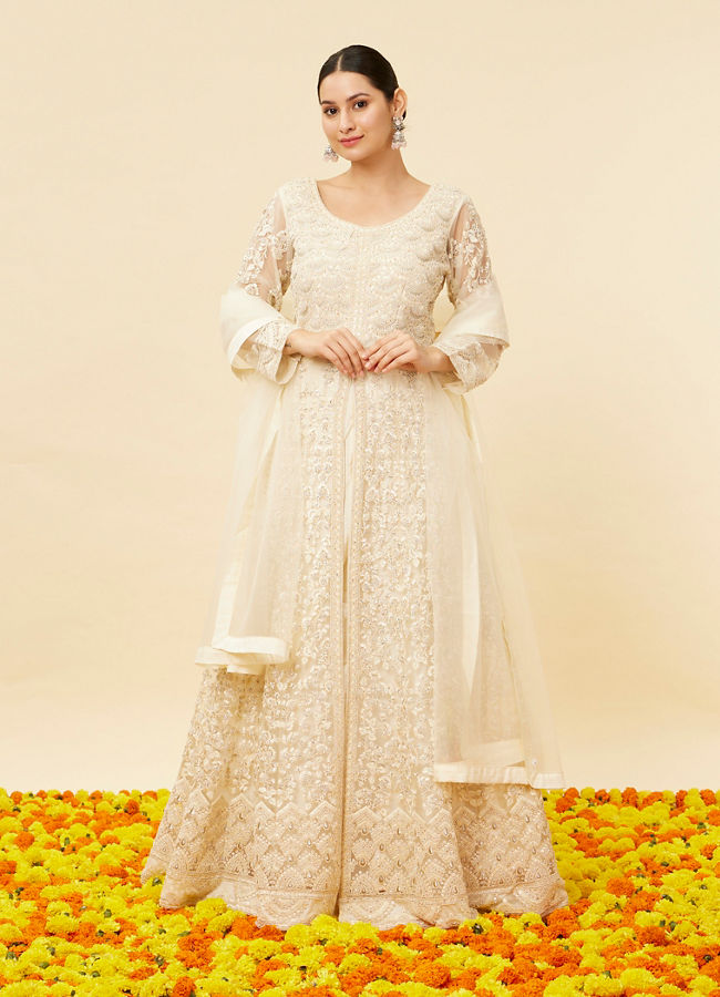 Cream anarkali outlet suit