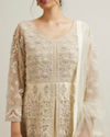 alt message - Mohey Women Dark Cream Bel Buti Embroidered Anarkali with Mirror Work image number 3