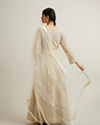 Mohey Women Dark Cream Bel Buti Embroidered Anarkali with Mirror Work