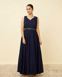 Mohey Women Navy Blue Shimmery Gown