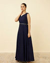 Mohey Women Navy Blue Shimmery Gown